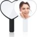 2-Piece Heart-Shaped Handheld Makeup Mirrors - Mini Cosmetic Mirrors for Women & Girls - Perfect Valentine's Day Gift - Black & White - Buy Online on GoSupps.com
