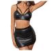 Night shirt Body Plus Size Bodysuit Women Wetlook Body Stringbody High Cut Jumspsuit Minikleid Kunst leather Neckholder Hohl Dress Rock Splice Doll Neglig s Bustier-BH Glossy Metallic Hotpants 07#Black S