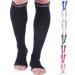 Doc Miller Open Toe Compression Socks 20-30 mmHg Toeless Support Circulation Shin Splints Calf Recovery Post Op Knee High Medical Grade Black Socks Large Size for Tall Men & Women Pair Large Tall Black
