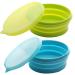 ME.FAN Silicone Collapsible Bowls - Silicone Folding Travel Bowl with Lids - Expandable Food Storage Containers Set - Portable, 27oz 2 Pack-Blue-Light Green