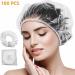 Disposable Shower Caps Clear Plastic Elastic Bath Cap Waterproof Hair Caps for Spa Home Use Hotel and Hair Salon Supplies Portable Travel Transparent - 100 Pcs