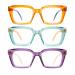 Amorays reading glasses Oversize Square Frame Vintage with anti-light blue lentils zipper Feder glasses presbypia readers for women men 6561new +2.00 orange green violet