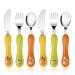 Lehoo Castle Children's Cutlery 6-piece Children's Cutlery Stainless Steel Toddler Forks Spoons Knife Set Baby Spoon Fork Knife Orange