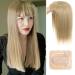 Straight Hair Topper hair pieces with Fringe for Thinning Hair Women Clip in Hairpieces Woman Topper Hair piece Toupee for Hair Loss 14INCH/35CM Light Blonde