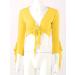 YiZYiF Women's Yellow Ballroom Dance Top with Tulle Flared Sleeves - Lace-Up Belly Latin Practice Costume - Buy Online on GoSupps.com