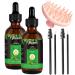 2Pack Castor Oil for Hair Growth with Scalp Massager 100% Pure & Nature Cold Pressed Black Castor Oil for Hair Eyelashes Eyebrows Skin Care Massage Oil Hair Nourishing Oil
