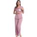 Women Maternity Pyjama Set XL Dusty Rose | Short Sleeve Tops & Long Pants | Summer Cool Moisture Wicking | Pregnancy to Postpartum Sleepwear - Buy Online on GoSupps.com