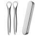 Tongue cleaner stainless steel with metal etui oral care kit (2 pieces) stainless steel tongue cleaner of medical tongue scraps against bad breath