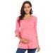 Love2Mi Women Maternity Blouse A Line Pregnancy Shirt 3/4 Bell-Sleeve Striped Maternity Clothes L Pink