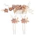 Garneck Wedding Floral Hair Pins: 3Pcs Rhinestone Wedding Hair Clips Bridal Hair Pins Elegant Hair Accessories for Women Girls Pink