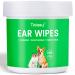 Tinioey Dog Ear Wipes for Dogs (150Pads) | Plant-based Cat Dog Ear Cleaner Solution to Remove Dirt and Ear Wax Relieve Itching Shaking Head & Inflammation