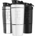 ROCKY&CHAO Stainless Steel Protein Shaker 700ml + 200ml - Double Wall Mixer with Powder Compartment & Ball - Ideal for Fitness & Sports (White) - Buy Online on GoSupps.com