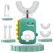 Kids Electric Toothbrushes,U Shaped Toothbrush Kids w/ 5 Brush Heads, IPX7 Waterproof 360 Toothbrush Kids 60s Smart Reminder, 3 Clean Modes, Ultrasonic Toddler Toothbrush Age 2-12(Green)