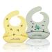 Baogaier Bibs Silicone Baby 2 PCS Waterproof Weaning Bib for Babies Toddlers with Food Catcher Pocket Soft Easy Wipes Clean Bibs Plastic for Feeding Newborn Boy Girl Yellow Grey (Whale Lemon) Whale Lemon