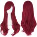 YEESHEDO Women's 28" 70 cm Dark Red Cosplay Wig Long Wavy Curly Hair Ends with Bangs Wigs for Women Heat Resistant Synthetic Wig for Party Costume Anime Halloween (Wine Red)