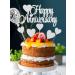Elicola Happy Anniversary Cake Topper Decorations Glitter Wedding Anniversary Cake Topper Supplies Party Cake Decor Silver - Buy Online on GoSupps.com