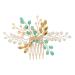 Ipetboom Wedding Headpiece for Bride Rhinestone Accessories for Women Bride Hair Accessories Green Hair Accessories for Prom Bridal Hair Accessories for Women Miss Hair Comb Metal Manual