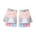 Toddler Kids Puppy Flip Top Short Knitted Half Finger Gloves for 3-8 Yrs Cat/Grey