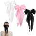 3 PCS Silky Satin Hair Bows for Women Bow Hair Clips Solid Color Bow Big Black Bow White Bow Pink Bow French Automatic Hair Clip with Long Silky Satin Tail Large Bows Cute Gifts for Women Girls