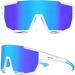 HAAYOT Polarized Cycling Baseball Sunglasses for Men and Women - 3 Interchangeable Lenses - White & Blue - Buy Online on GoSupps.com