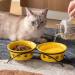 Sweejar Ceramic Elevated Cat Bowls - 15 Tilted Raised Pet Bowl with Wooden Stand - Pack of 2 Yellow Bowls 12 Fl Oz - Non-Slip Design for Small Dogs and Cats - Buy Online on GoSupps.com