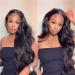 Lace Frontal Human Hair Wig 32 Inch Body Wave - 150% Density Brazilian Virgin Hair with Baby Hair - Pre Plucked for Black Women - Natural Black Color - Buy Online on GoSupps.com