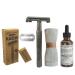 green-goose shaving set | Classic Razor | Black | Organic shaving oil | Bamboo cloth | 10 razor blades | Sustainable gift!