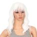 SWACC Short Curly Wavy Bob Wig with Bangs in White - Medium Length Synthetic Hair Wig for Women - Buy Online on GoSupps.com