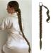 BARSDAR 76cm long braided ponytail extension rubber just wrapped braid hair extensions ponytail DIY natural soft synthetic hair part for women 76cm (pack of 1) 4m27# - dark brown strawberry blonde mix evenly