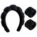 Sponge Spa Headband for Women  Soft Makeup Headband and Wrist Washband Set Black Skincare Headbands for Face Washing  Shower  Makeup Removal