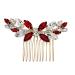 Bridal Hair Comb Bridal Headdress Rhinestone Insert Comb Hair Comb Female Crystal Hair Accessories 7.6x5cm Red