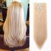 Silk-co Hairpiece Extensions Clip in Hair Extension Long Straight 8 Pcs Full Head 18 Clips Synthetic Heat Resistant 23" Dark Blond&Bleach Blond 23 Inch Straight #Dark Blond&Bleach Blond