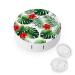 Palm Leaves And Hibiscus Flower Round Case For Contact Lens Kit Storage Box with Mirror Printed