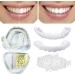 Giural 2 pairs of teeth veneers dental prosthesis extra thin comfort fit beautiful smile safe provisional dentures above and lower jaw for beautiful artificial teeth for men and women