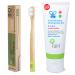 Rain Natural Bamboo Kids Toothbrush Set Fluoride-Free Baby Toothpaste Safe to Swallow with Vitamin C for 6 to 12 Months Up Infant Toddler Toothbrush BPA-Free Biodegradable (1 Toothbrush 1 Toothpaste)