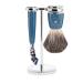 M HLE Rytmo shaving set - razor compatible with Gillette blades shaving brush pure badger hair holder precious resin handle petrol