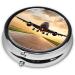 Airplane Printed Mini Round Pill Box | 3 Compartment Travel Pill Organizer | Portable Medicine Case for Home & Office Use - Buy Online on GoSupps.com