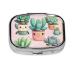 Lovely Succulent Plants Printing 2 Compartment Small Pill Case Cute Small Pill Box Purse Pill Boxs Travel Pill Organizer for Pocket Purse and Travel Gifts