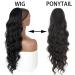 Ponytail Extensions Body Wavy Ponytail Synthetic Ponytail Extension Long Black Drawstring Wavy Ponytail Hair African American for Women for Women(Black) - Buy Online on GoSupps.com