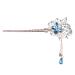 Uonlytech Flower Hair Stick Chinese Hair Chopsticks with Tassel Rhinestone Pearl Hair Pin Vintage Long Hair Decoration for Women Girls (Sky-Blue) Sky blue