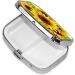 Sunflower Printing Small Pill Case - Cute 2 Compartment Travel Pill Organizer for Pocket & Purse - Perfect Gift - Buy Online on GoSupps.com