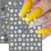 Daisy Sunflower Nail Art Stickers - 12 Sheets Cute Floral Decals for Spring & Summer Manicure - Buy Online on GoSupps.com