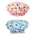 Shower Cap Double Waterproof Layers Bath Shower Hat Trendy Fashion Design EVA Bathing Shower Caps for Women Pack of 2 Blue & Pink pink+blue