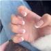 24 Fake Nails Short White French Nails with Wavy Nails Beautiful Nude Fake Nails Short with Nail Glue for Ladies Nails Fake Nails for Nail Art ((style12)
