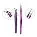 2-Piece Stainless Steel Eyelash Extension Tweezers Set - Straight & Curved | Purple Makeup Tools - Buy Online on GoSupps.com