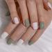 Sethexy French Short False Fingernails - Glossy White & Green Square 24pc Acrylic Nail Tips for Women & Girls - Buy Online on GoSupps.com