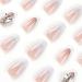 Justotry 24 Pcs Milky French Press on False Nails with Jewels - Glossy Ballerina Stick on Nails for Women - Acrylic Coffin Fake Nails Medium with Glue - Nail Art - Buy Online on GoSupps.com