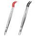 Orton 2 Pieces Tweezers Curved Curved Rubber Tip Tweezers Stainless Steel Tweezers for Laboratory Jewelry Making