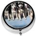 Lovely Husky Printed Mini Round Pill Box - 3 Compartment Travel Organizer for Medicine Pocket & Home Use - Buy Online on GoSupps.com