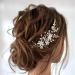 Resweky Bride Wedding Flower Hair Comb Silver Rhinestone Bridal Hair Pieces Beads Side Comb Bride Hair Accessories for Women and Girls
